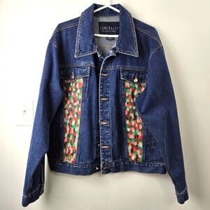 Vintage Handpainted Multicolor 100% Cotton Denim Jacket - check measurements